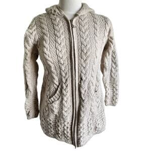 Aran Crafts Merino Wool Women's Long Hooded Coat